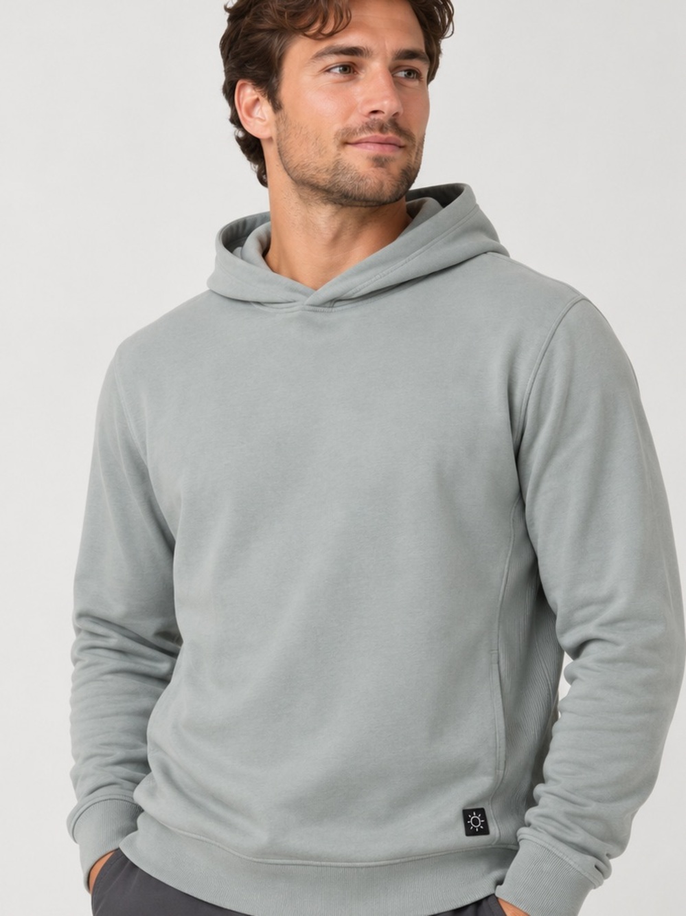 LINKSOUL Men’s 100% Cotton Pullover Hoodie Sage Gray Size M